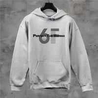 Thumbnail for Sport gray hoodie with clean black “Perfect The Boring” text and semi-transparent 6F logo featuring line-and-shape pattern – performance pullover for daily motivation