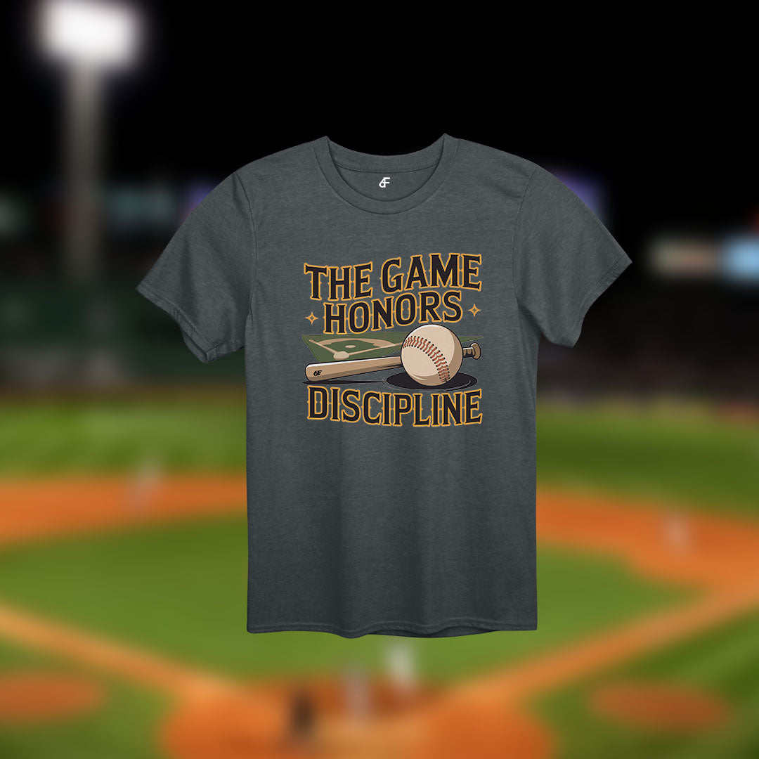 6F The Game Honors Discipline Retro Baseball Tee