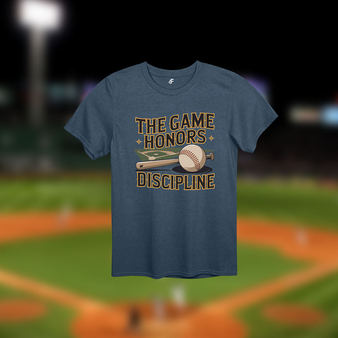 6F The Game Honors Discipline Retro Baseball Tee