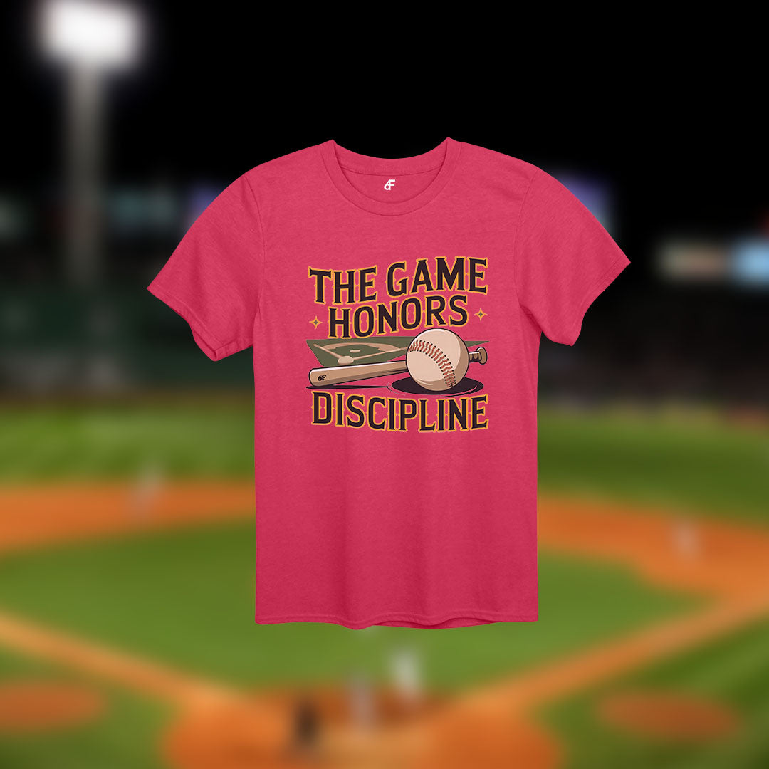 6F The Game Honors Discipline Retro Baseball Tee