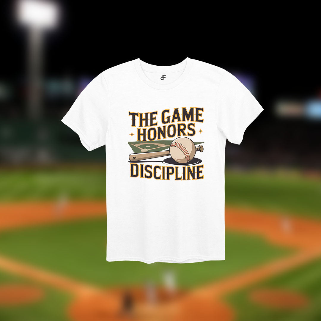 6F The Game Honors Discipline Retro Baseball Tee