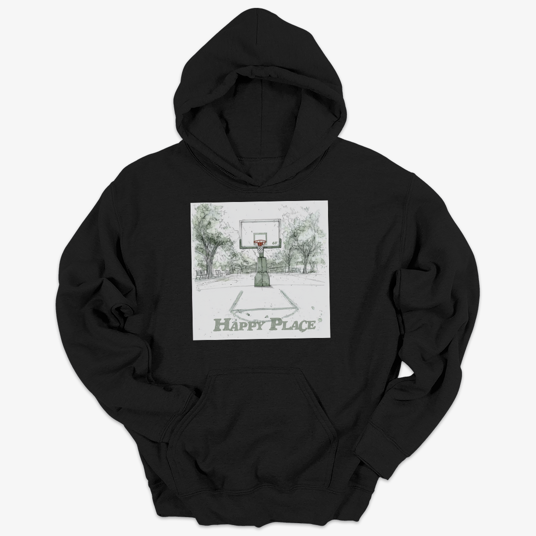 Happy Place Basketball Hoodie – Watercolor Court Graphic by 6F