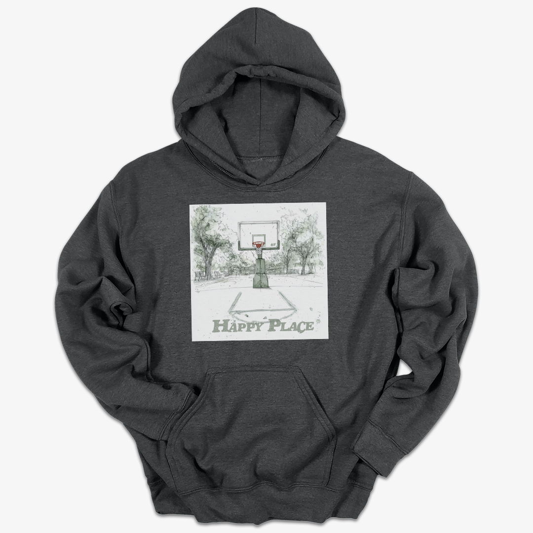 Happy Place Basketball Hoodie – Watercolor Court Graphic by 6F