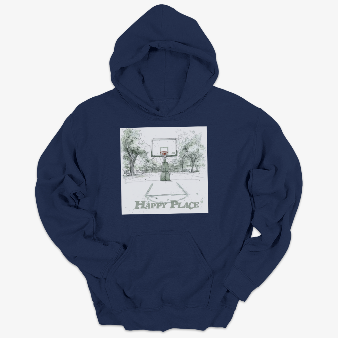 Happy Place Basketball Hoodie – Watercolor Court Graphic by 6F