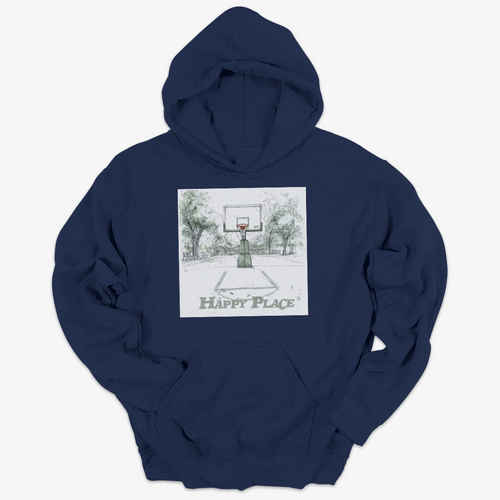 Happy Place Basketball Hoodie – Watercolor Court Graphic by 6F