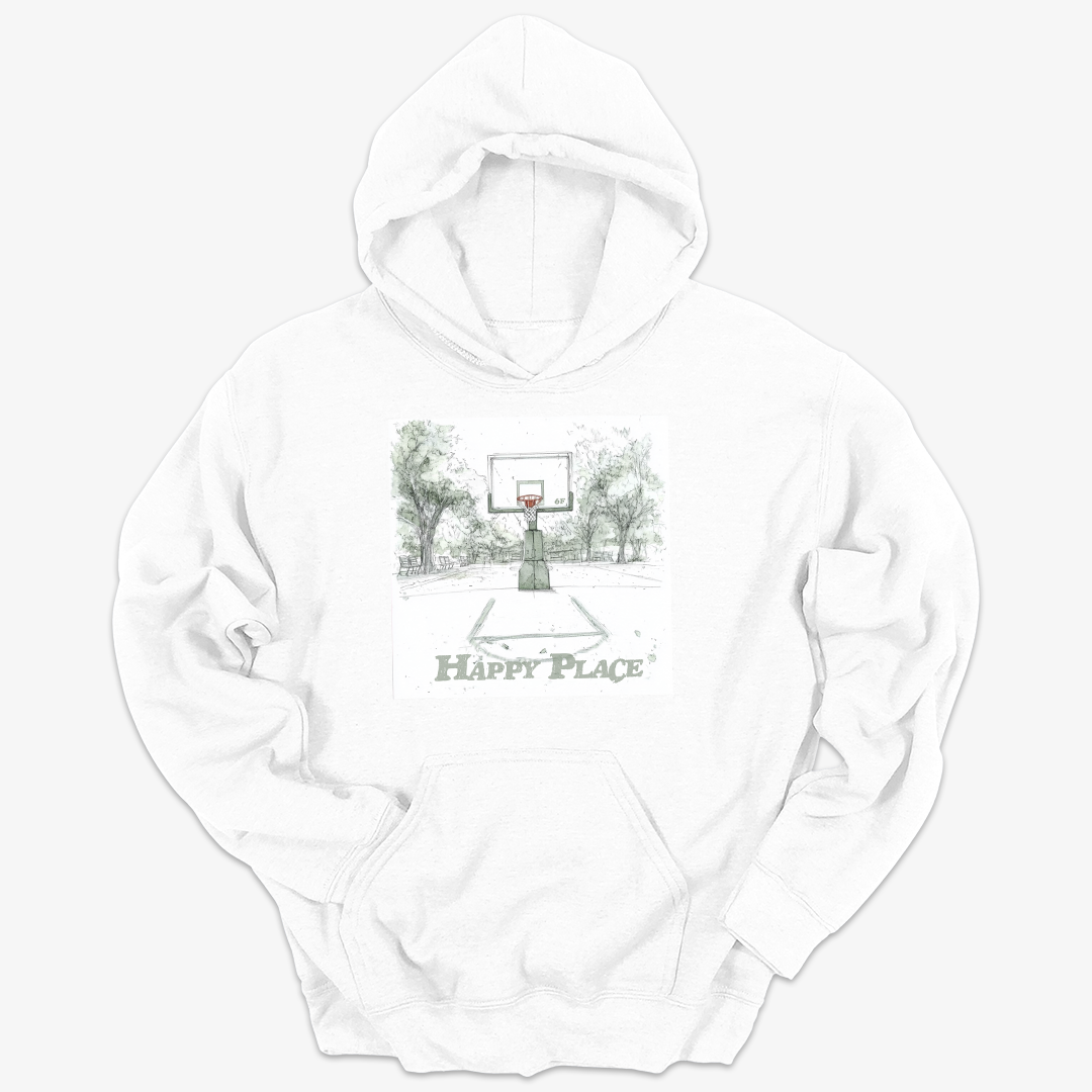 Happy Place Basketball Hoodie – Watercolor Court Graphic by 6F